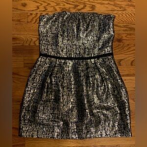 RACHEL Rachel Roy Gold and Black Strapless Sheath Mini Dress